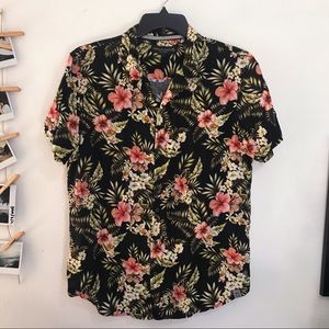 Comfortable Floral Design Button-Up Shirt